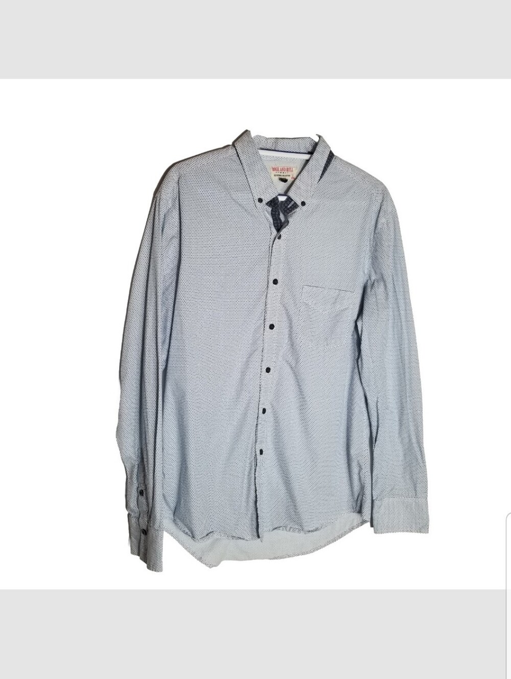 Rock & Roll Cowboy Shirt Men’s Large Blue White Old School Collection Western